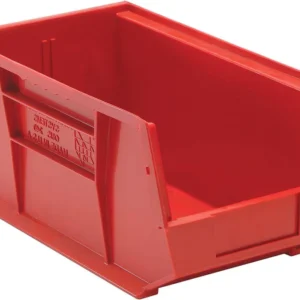 Stack Hang Storage Bin 14.75 x 8.25 x 7 Inch Red Heavy Duty Organizer Bin 12 Pack 60 lb Capacity