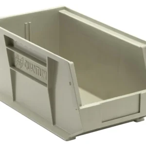 Stack Hang Storage Bins 10.875 x 5.5 x 5 Inch Stone Heavy Duty Organizer Bin 12 Pack 30 lb Capacity