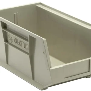 Stack Hang Storage Bin 14.75 x 8.25 x 7 Inch Stone Heavy Duty Organizer Bin 12 Pack 60 lb Capacity