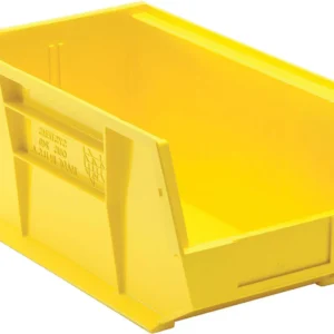 Stack Hang Storage Bin 14.75 x 8.25 x 7 Inch Yellow Heavy Duty Organizer Bin 60 lb Capacity Each