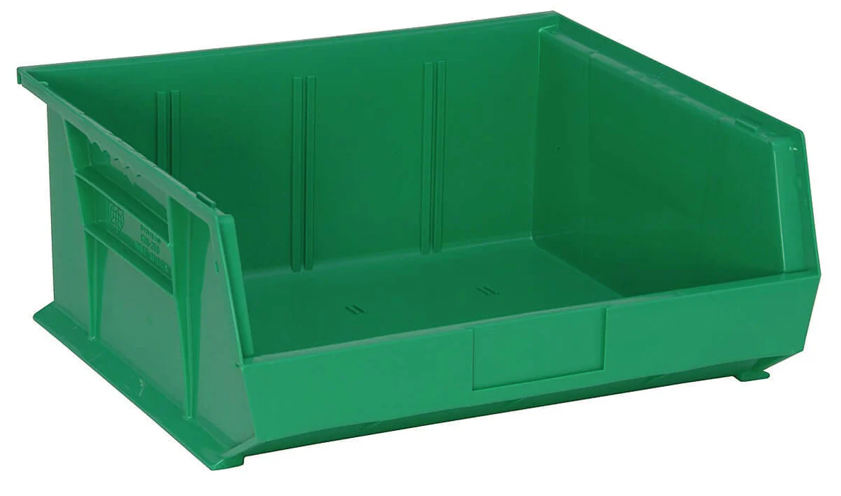 Stack Hang Storage Bin 14.75 x 16.5 x 7 Inch Green Heavy Duty Organizer Bin 6 Pack 75 lb Capacity