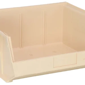 Stack Hang Storage Bins 14.75 x 16.5 x 7 Inch Ivory Heavy Duty Organizer Bin 6 Pack 75 lb Capacity