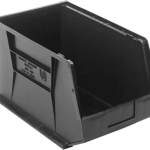 Stack + Hang Storage Bin 18x11x10 Heavy Duty Inventory Organizer Parts Storage Container Black 4pack