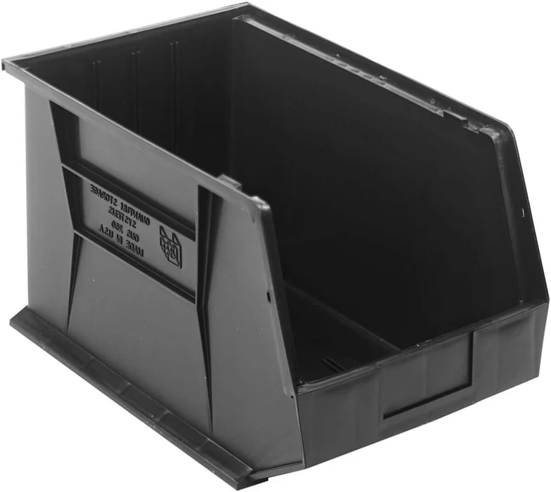 Stack + Hang Storage Bin 18x11x10 Heavy Duty Inventory Organizer Parts Storage Container Black 4pack