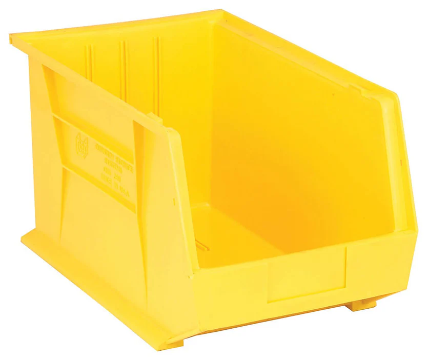 Stack Hang Storage Bin 18 x 11 x 10 Inch Yellow Heavy Duty Organizer Bin 75 lb Capacity Industrial Shop Garage