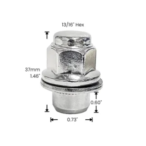 12x1.5mm Bulge Medium Mag Lug Nut with Washer 13/16" Hex for Toyota Ford Made for Secure Wheel Installation