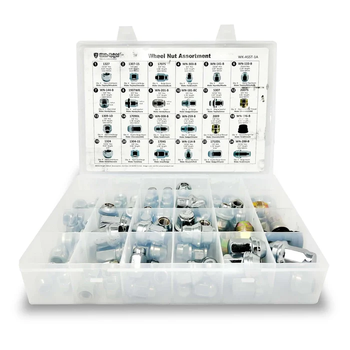 Lug Nut Assortment Kit 93 Pieces 24 SKUs Plastic Storage Case