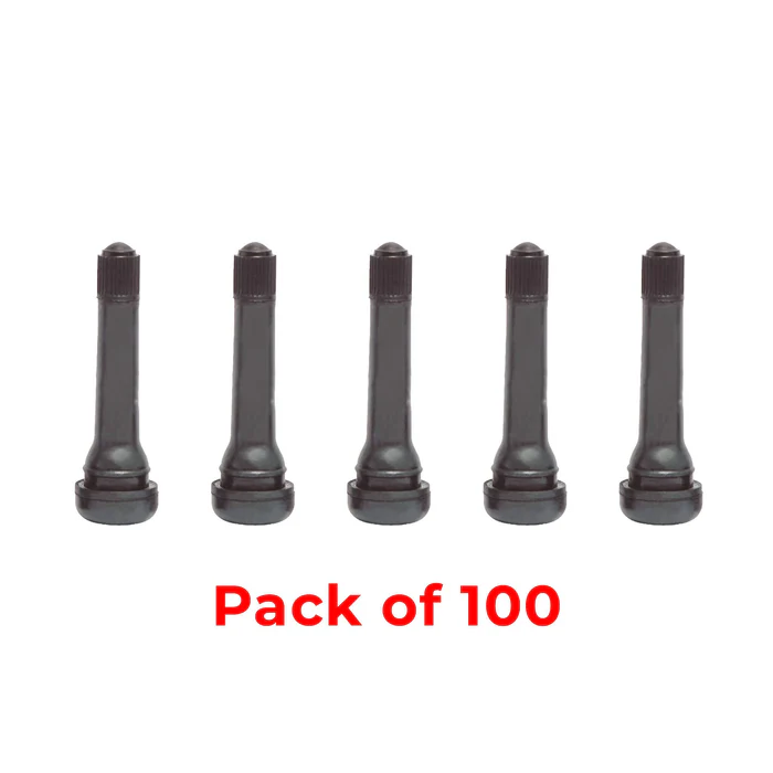 TR414 Snap-In Tire Valve 1.5" Height Rubber Tubeless Valve 100 Pack