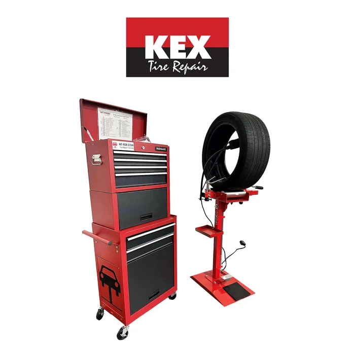 MT-RSR Kex Tire Repair Toolbox with Worklight Tire Spreader and Milwaukee Buffer Kit