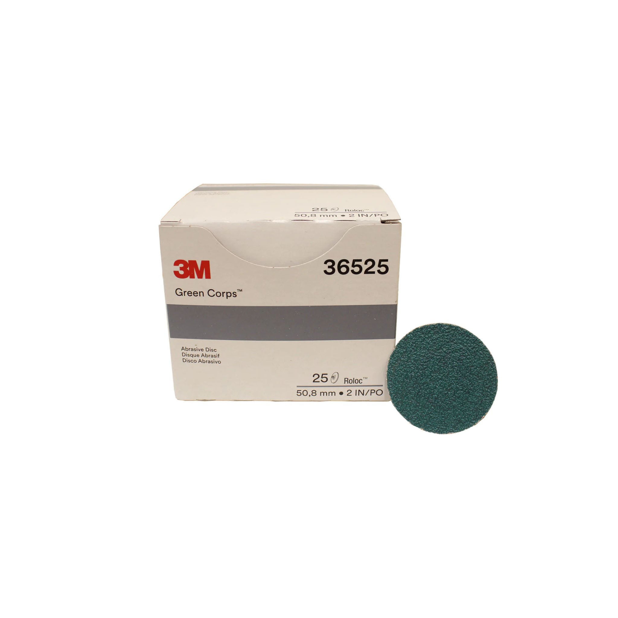 2" Green Corps Roloc 40 Grit 25 Discs per Carton 3M