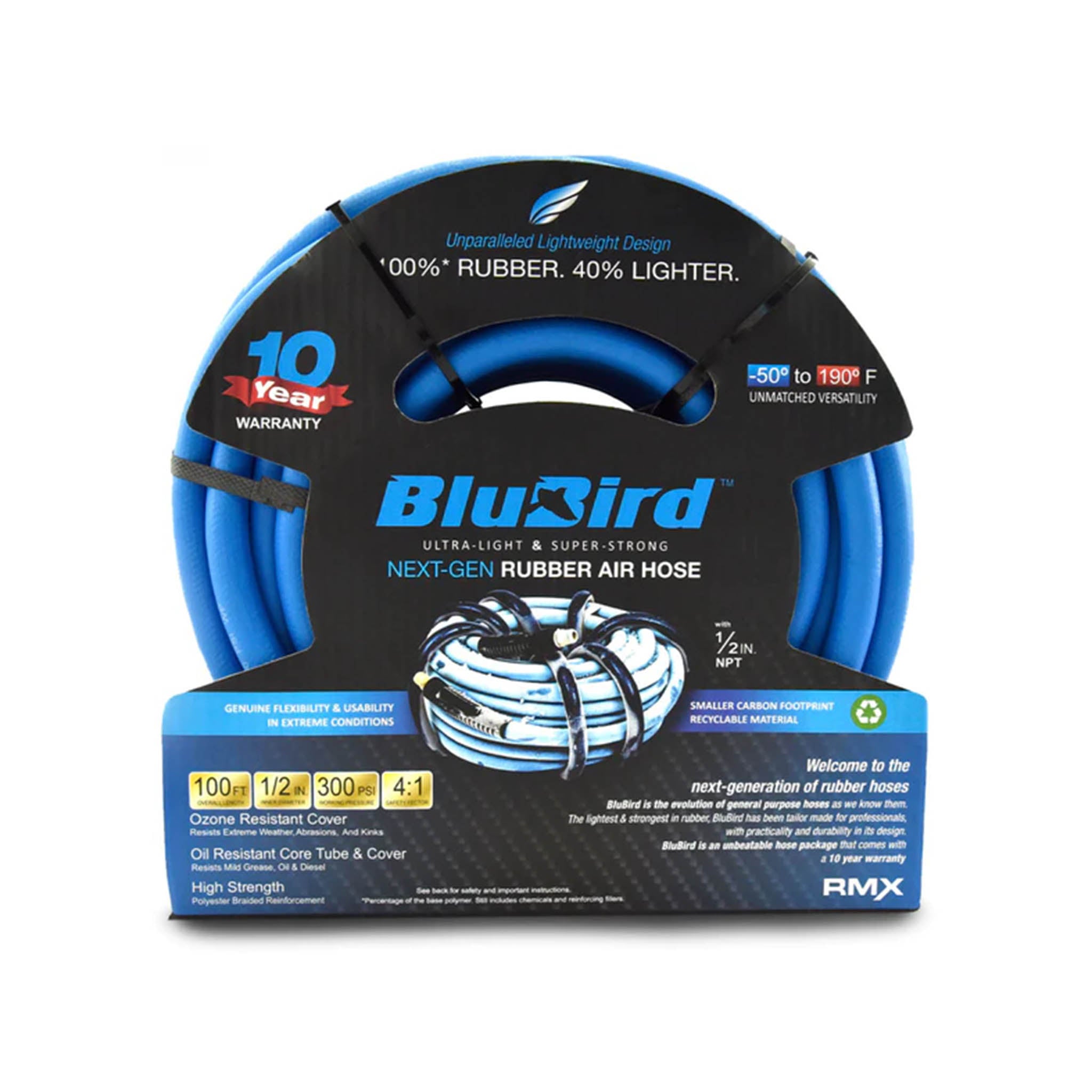 Blu-Bird 1/2" x 100' Hose with 2 x 1/2" Male NPT and 3/8" Reducers