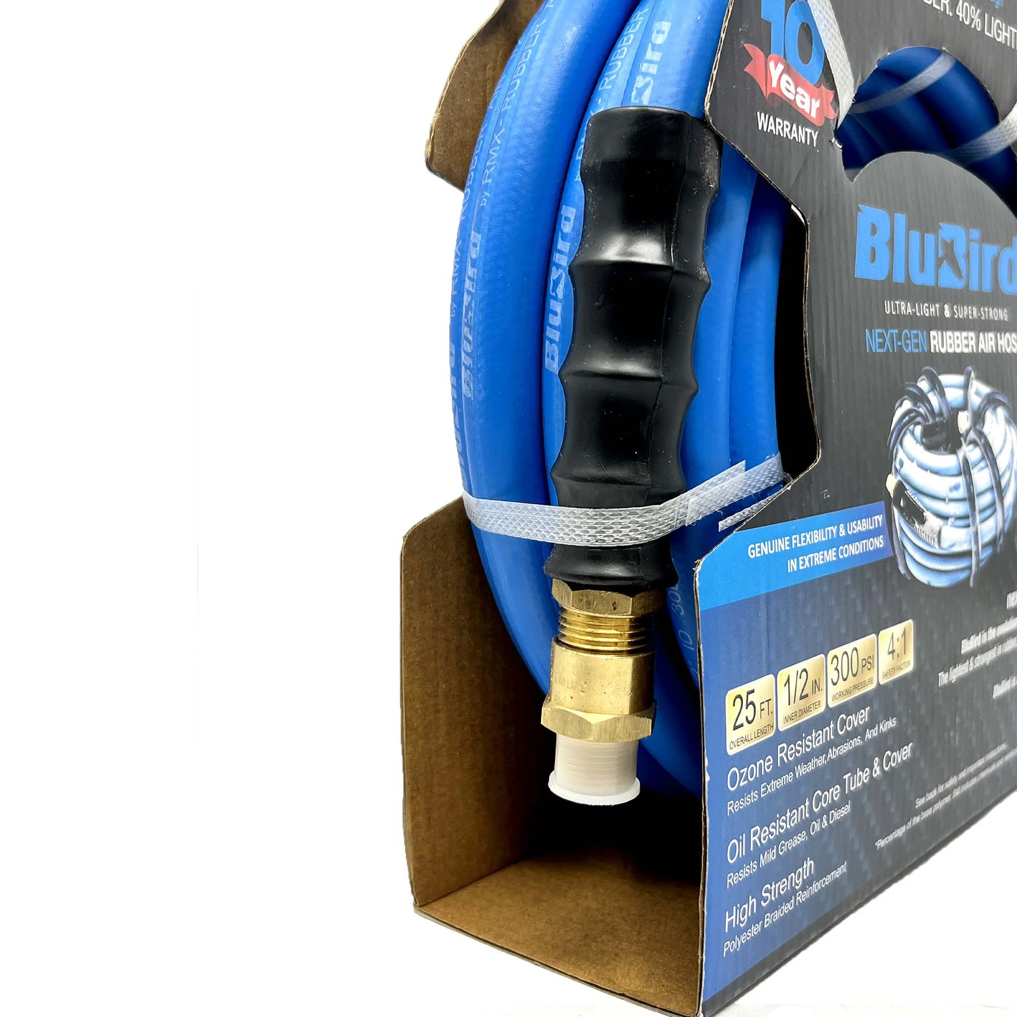 Blu-Bird Air Hose 1/2" x 25ft 2 x 1/2" Male NPT with 3/8" Reducers