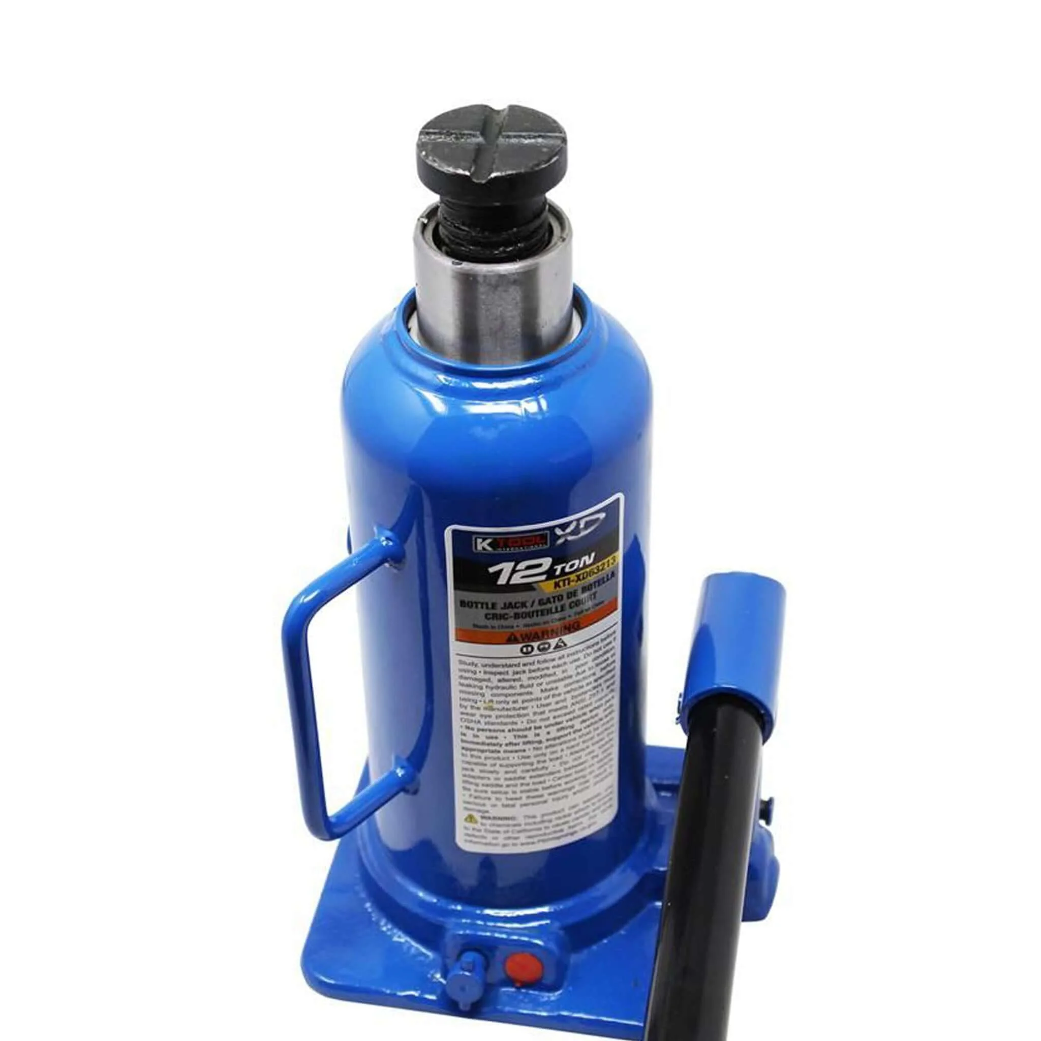 K-Tool 12 Ton Manual XD Bottle Jack 8.46" - 15.75" Lifting Range