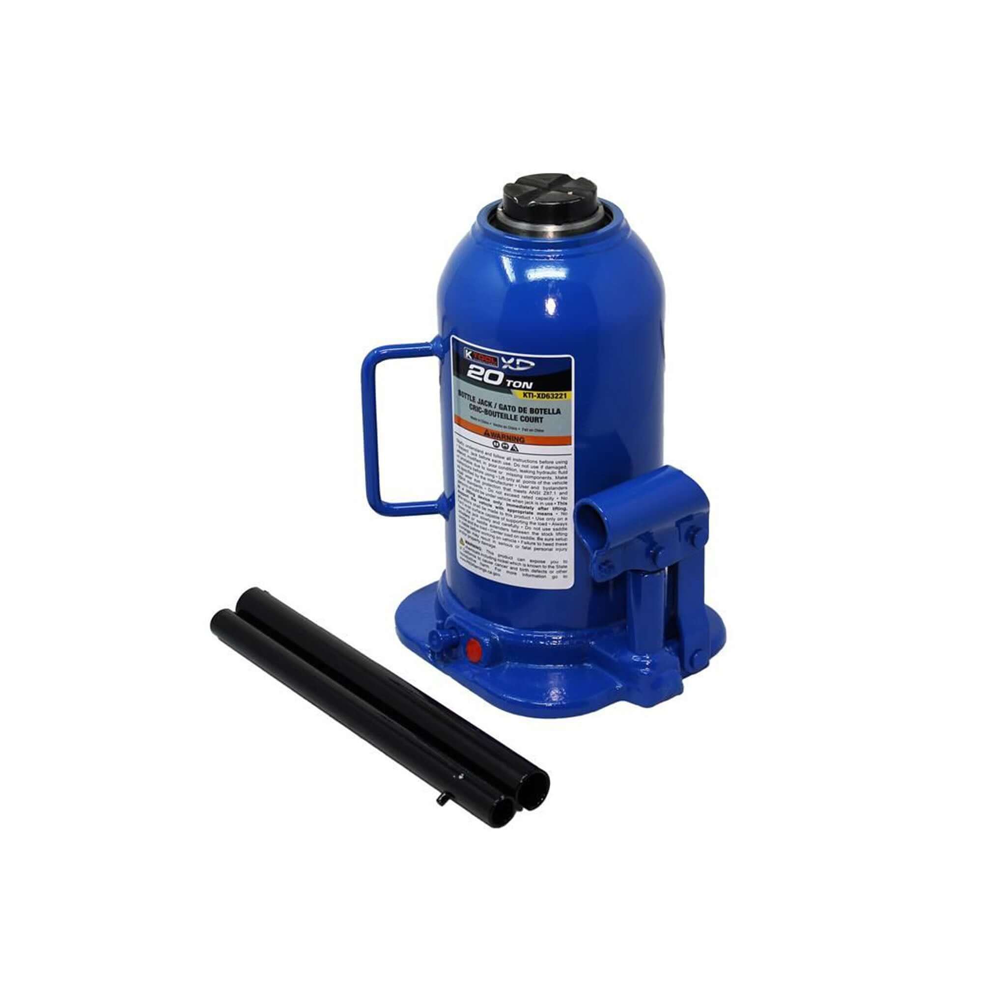 K-Tool 20-Ton Bottle Jack Welded 9.6" - 16.65" Lifting Range