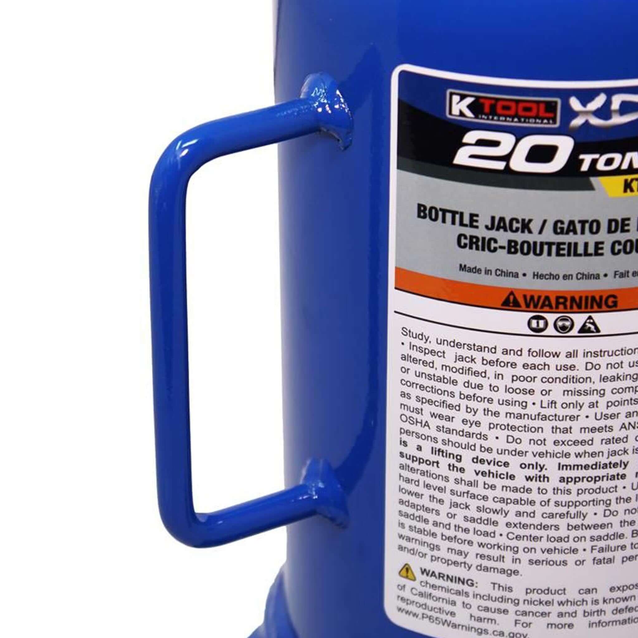K-Tool 20-Ton Bottle Jack Welded 9.6" - 16.65" Lifting Range