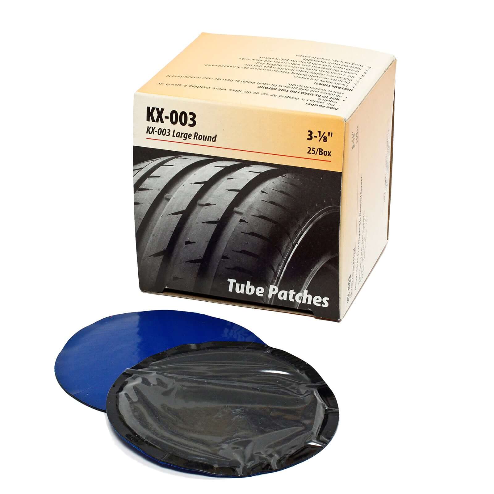 Kex 003 Tube Patch 3-1/8" Round 25 Pack Rubber Repair Patches