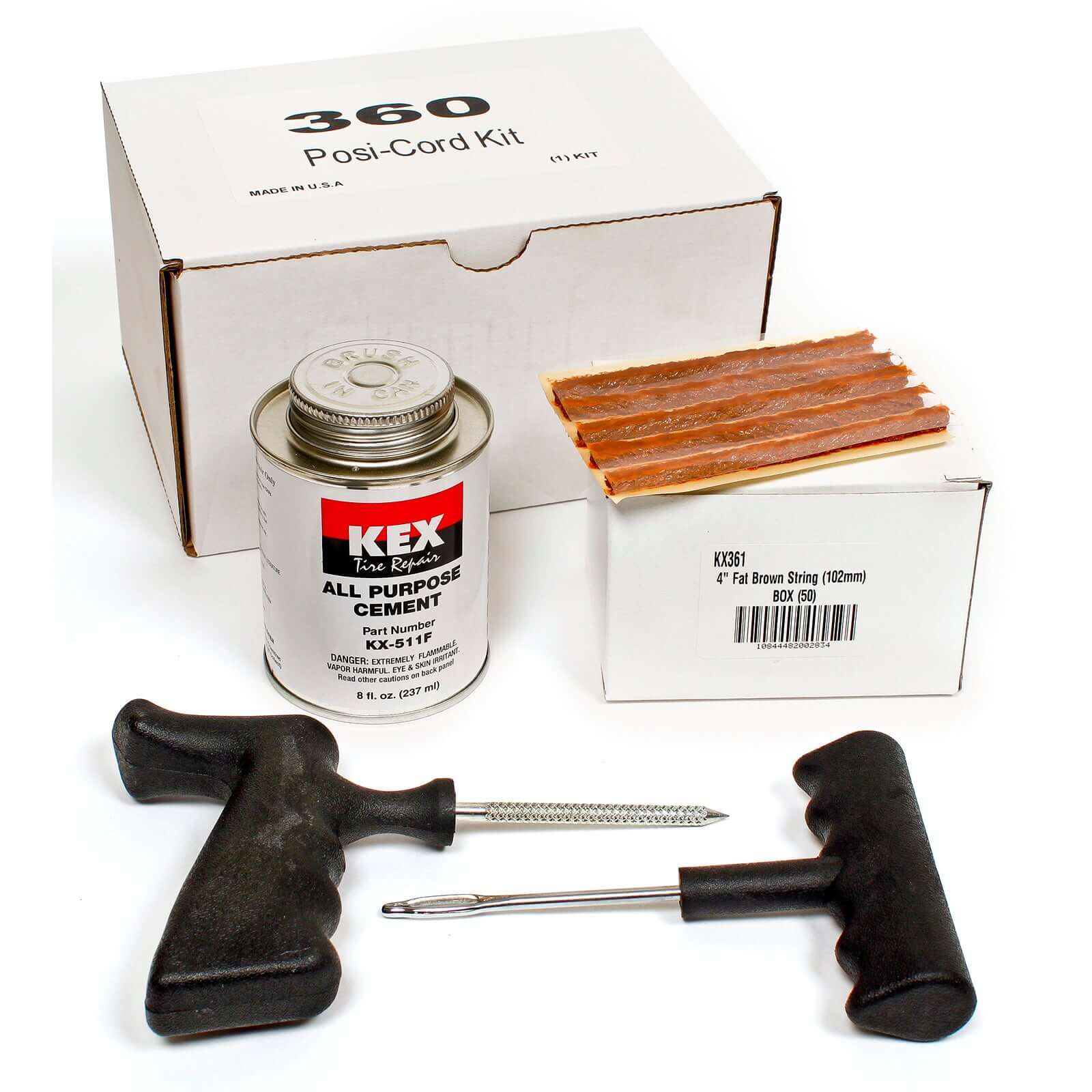 Kex 360 String Repair Kit 4" Fat Brown Tire Puncture Repair 1 ea