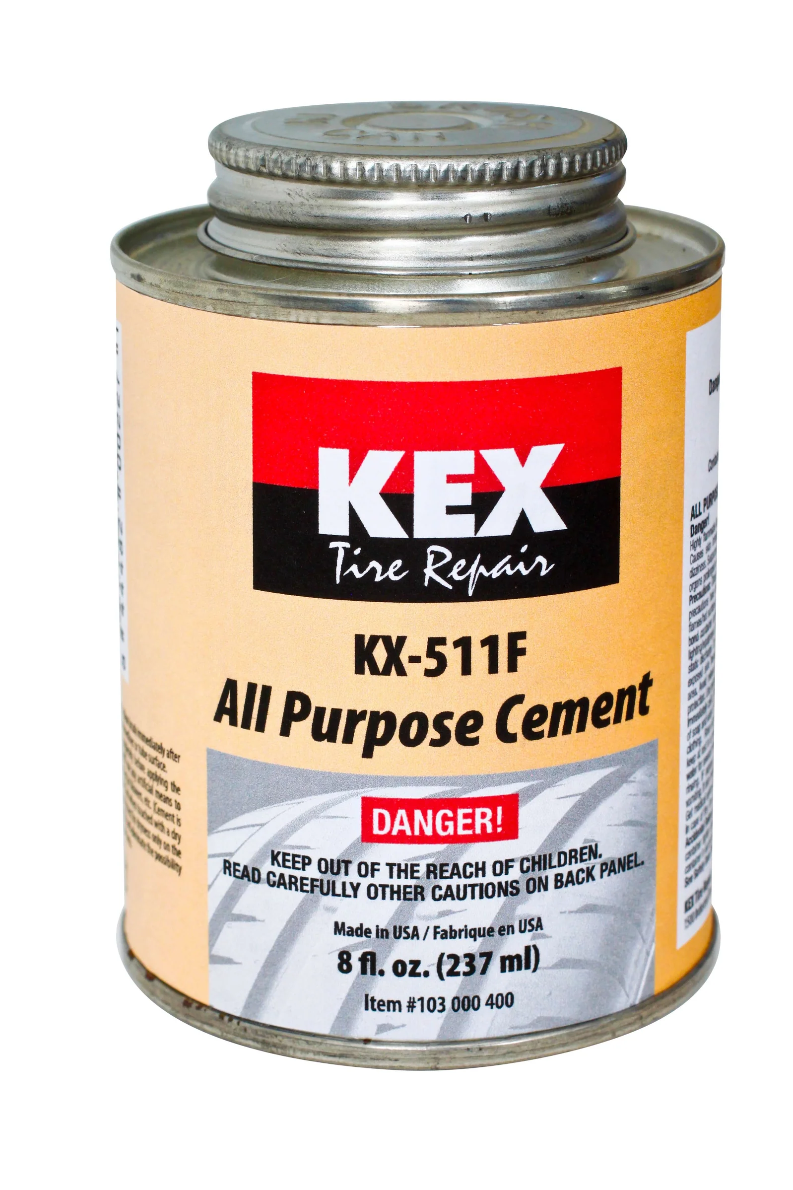 Kex 511F Clear Universal Cement 8 oz Brush Top Can for KEX Patches and Plugs