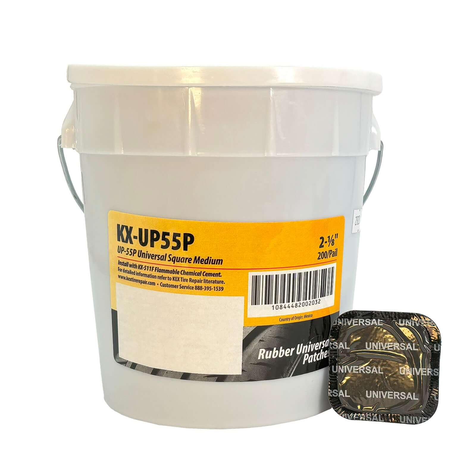 Kex UP-55P Universal Tire Repair Patch 2-1/8" Square 200 Unit Bucket
