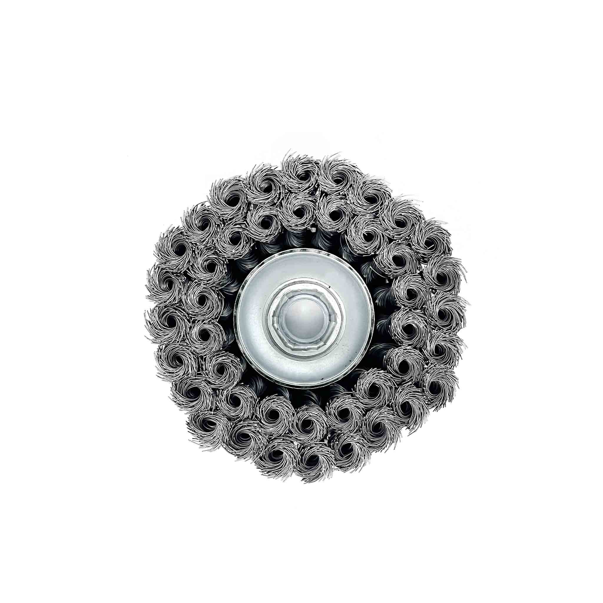 Double Row Knotted Wire Cup Brush 4" 9,000 RPM