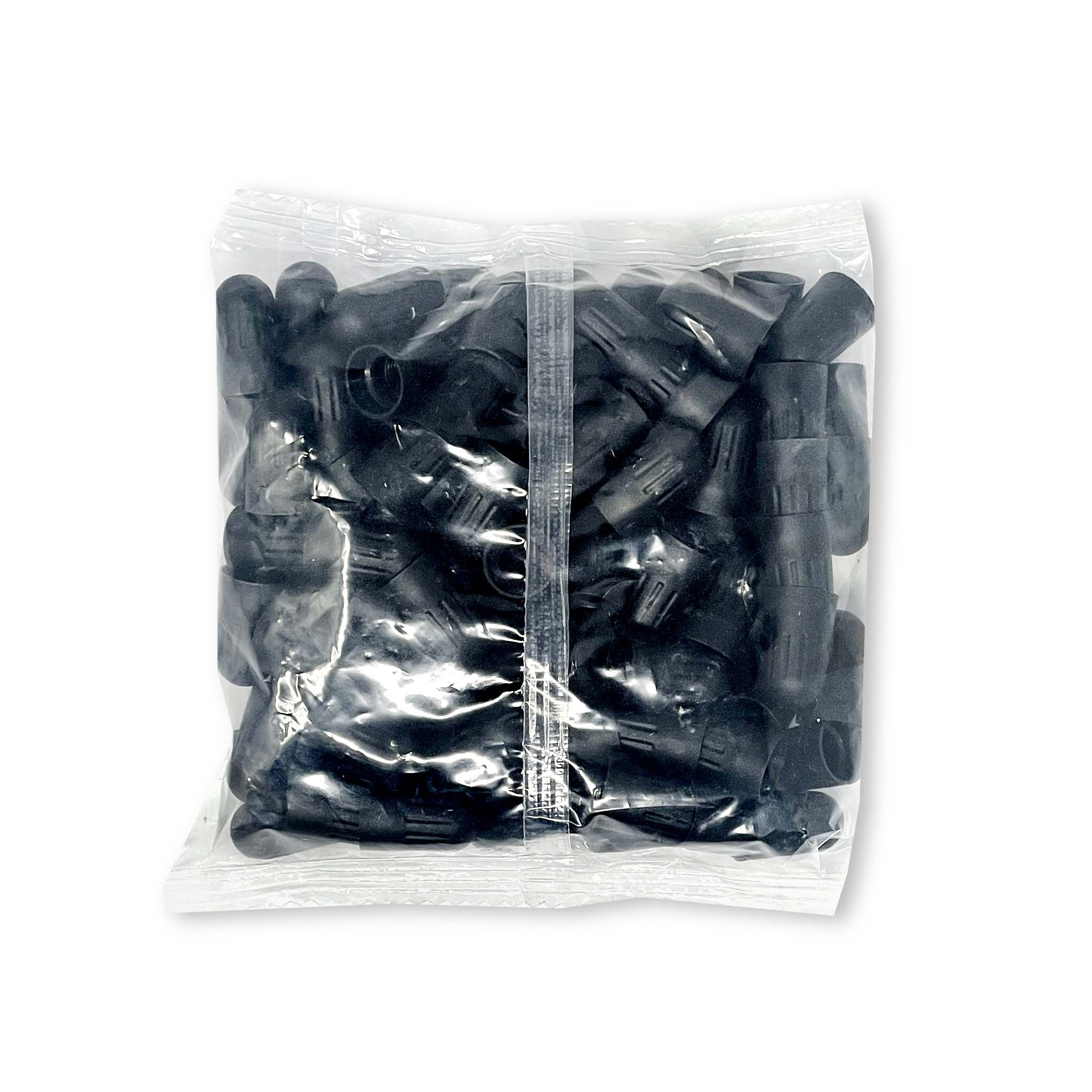 Long Black Plastic Valve Caps 100pcs Bag