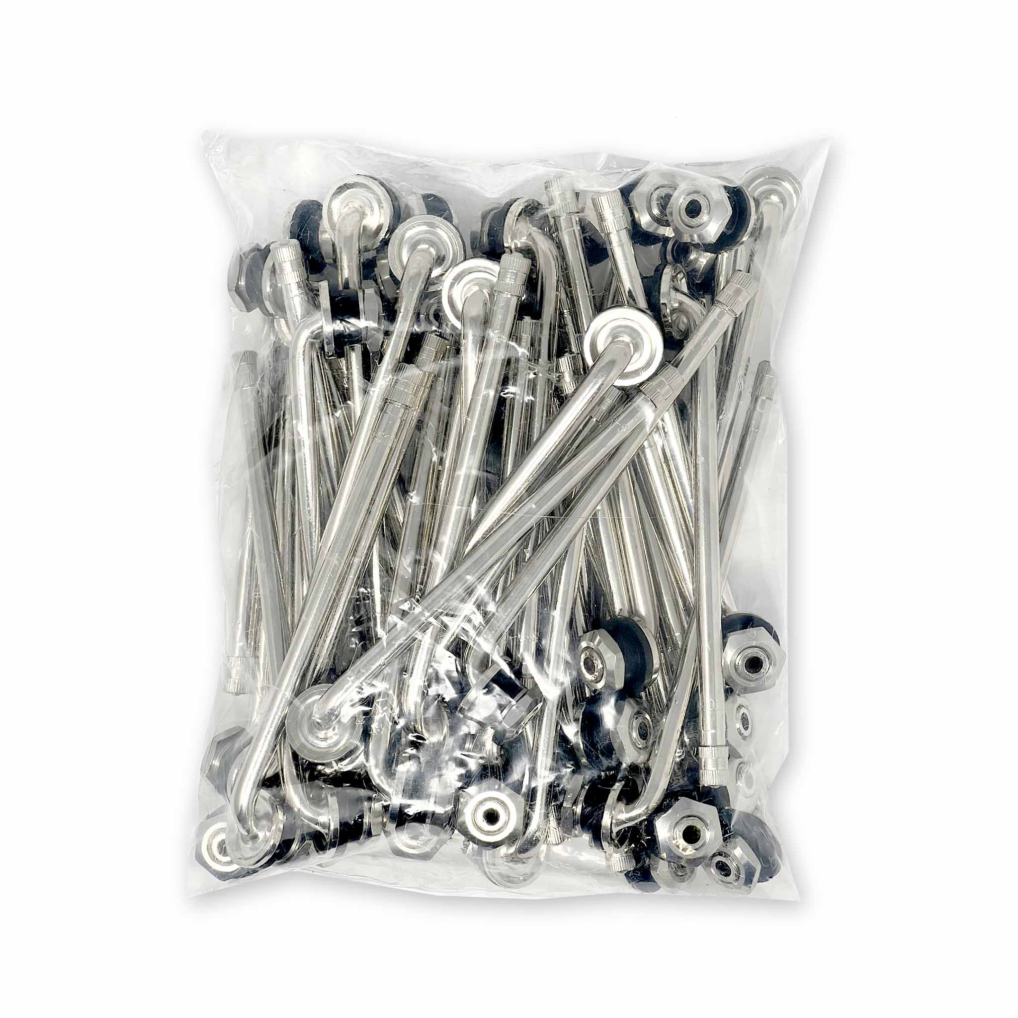 TR510 Clamp-In Metal Truck Tire Rim Valve 0.382" Bore 90? Bend 5.5" Long Bag of 50