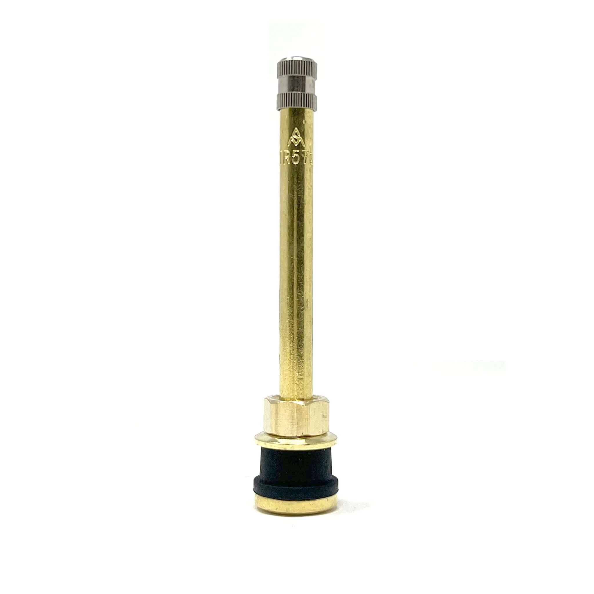 TR571 Clamp-In Metal Truck Tire Rim Valve 0.625" Bore 3.38" Straight Bag of 50