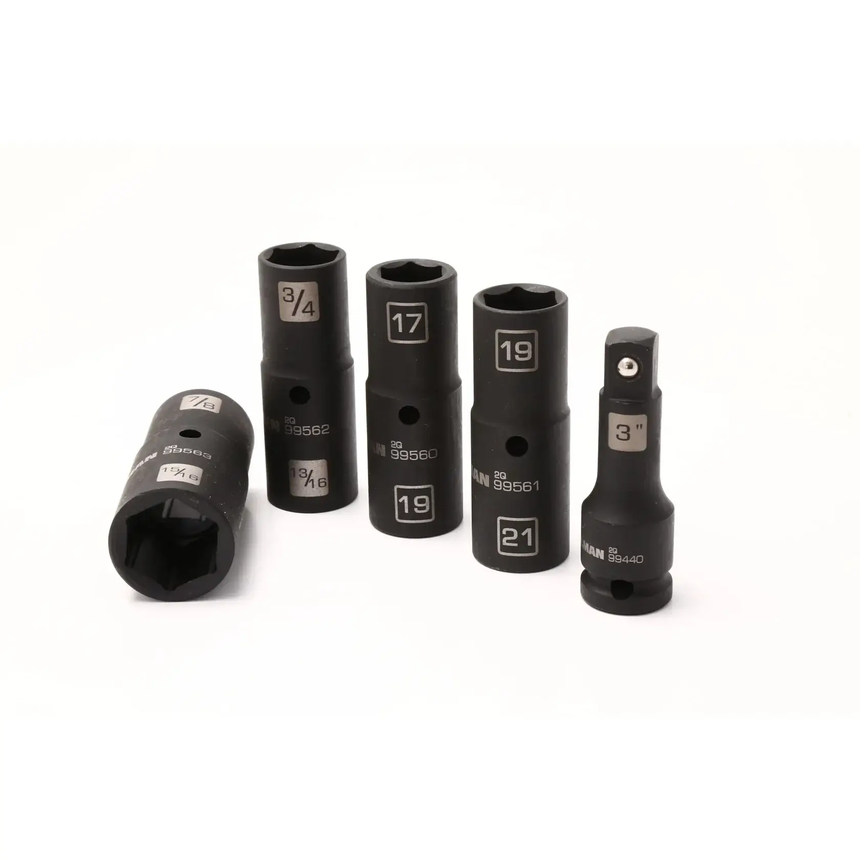 1/2" Drive 5-Piece Impact Flip Socket Set 17-21mm 3/4"-15/16" with Extension