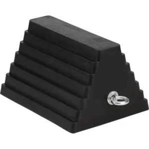Double Sided Pyramid Wheel Chock with Steel Eye Bolt Heavy Duty Rubber Each