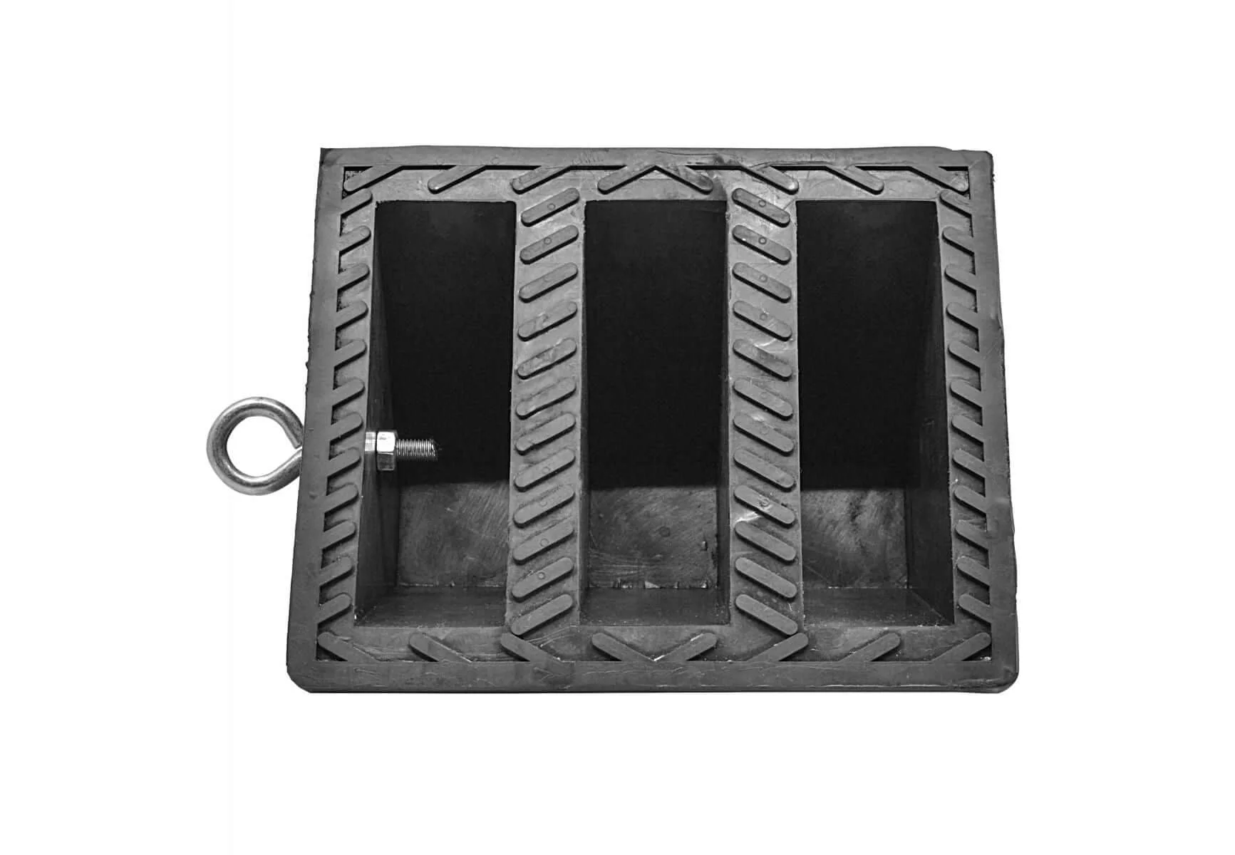 Double Sided Pyramid Wheel Chock with Steel Eye Bolt Heavy Duty Rubber Each