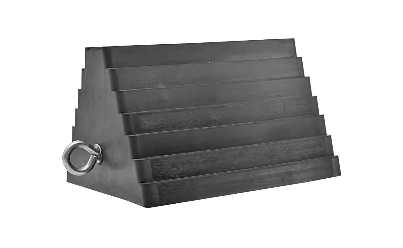 Double Sided Pyramid Wheel Chock with Steel Eye Bolt Heavy Duty Rubber Each