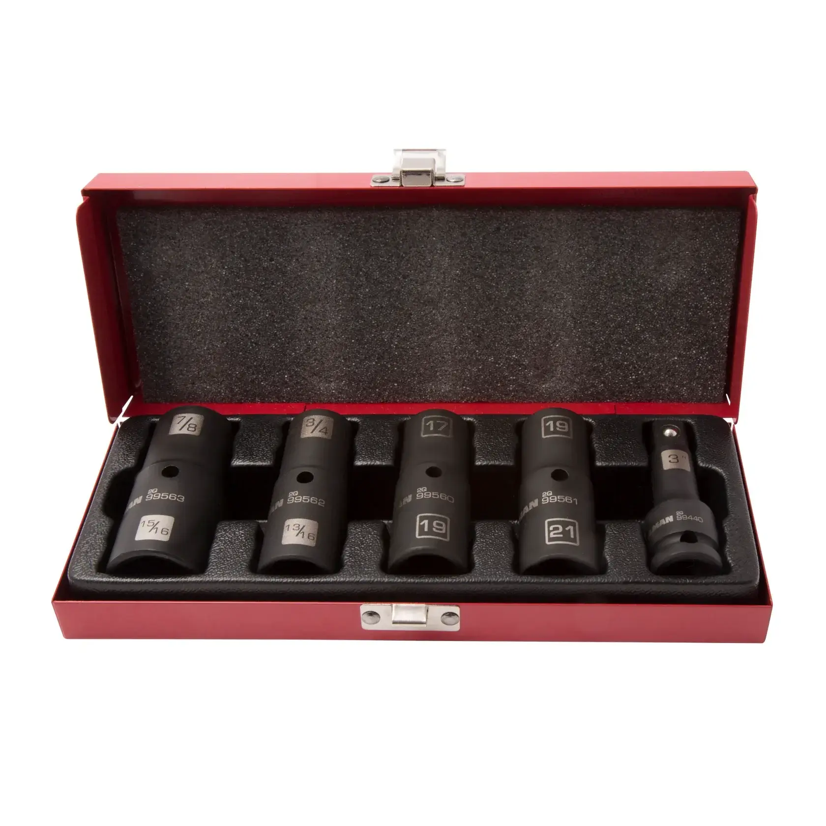 1/2" Drive 5-Piece Impact Flip Socket Set 17-21mm 3/4"-15/16" with Extension