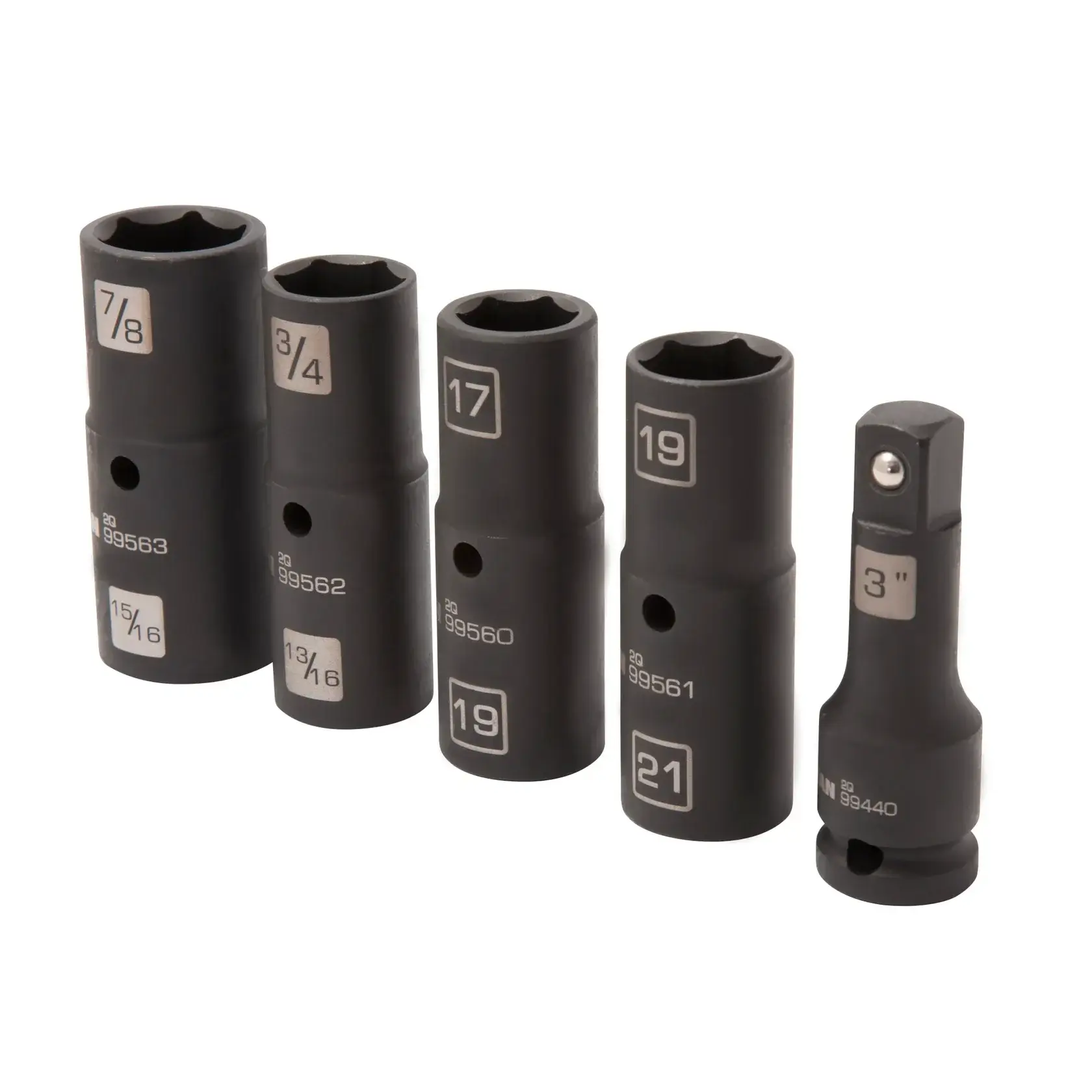 1/2" Drive 5-Piece Impact Flip Socket Set 17-21mm 3/4"-15/16" with Extension